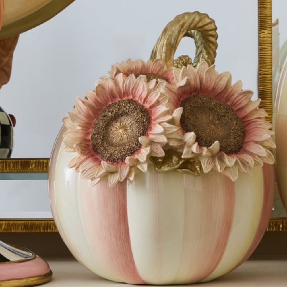 🍑 MacKenzie-Childs Roses Small Sunflower Pumpkin - Picture 2 of 4
